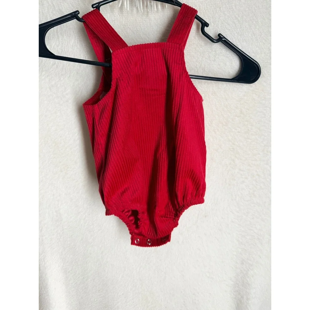 Rare Editions Baby Santa Favorite Red Corduroy Holiday Romper 3-6M H866825